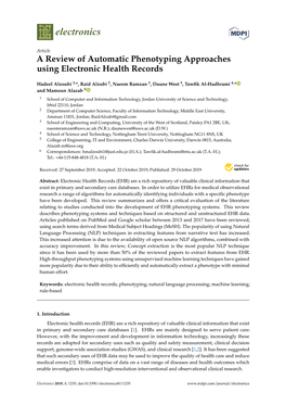 A Review of Automatic Phenotyping Approaches Using Electronic Health Records