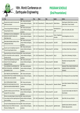 PROGRAM SCHEDULE (Oral Presentations)