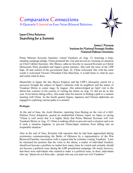 Comparative Connections a Quarterly E-Journal on East Asian Bilateral Relations