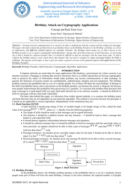 International Journal of Advance Engineering and Research Development Birthday Attack on Cryptography Applications