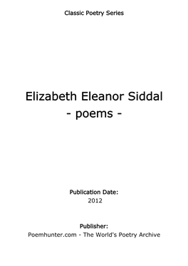 Elizabeth Eleanor Siddal - Poems