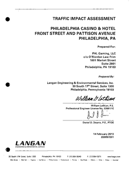 Traffic Impact Assessment Philadelphia Casino & Hotel Front Street And