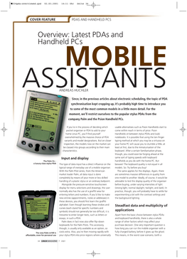 Overview: Latest Pdas and Handheld Pcs MOBILE