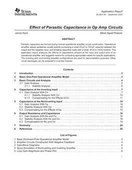 Effect of Parasitic Capacitance in Op Amp Circuits (Rev. A)