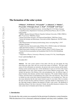 The Formation of the Solar System