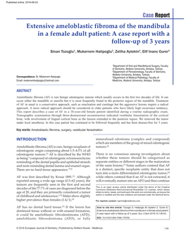 Extensive Ameloblastic Fibroma of the Mandibula in a Female Adult Patient: a Case Report with a Follow‑Up of 3 Years