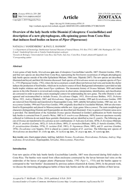 Overview of the Lady Beetle Tribe Diomini (Coleoptera: Coccinellidae)