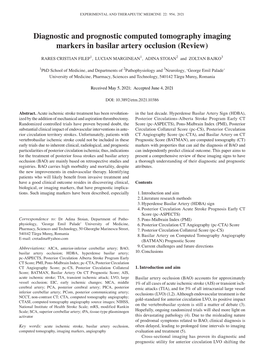 Diagnostic and Prognostic Computed Tomography Imaging Markers in Basilar Artery Occlusion (Review)