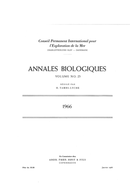 Annales Biologiques Volume No