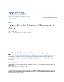 Using MATLAB to Illustrate the 'Phenomenon of Aliasing' Sol Neeman, Ph.D