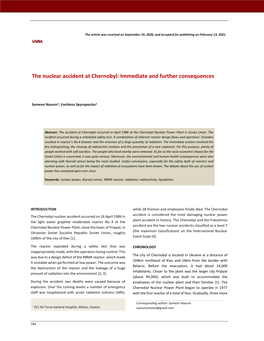 The Nuclear Accident at Chernobyl: Immediate and Further Consequences