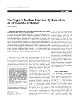 The Origin of Modern Anatomy: by Speciation Or Intraspecific Evolution?