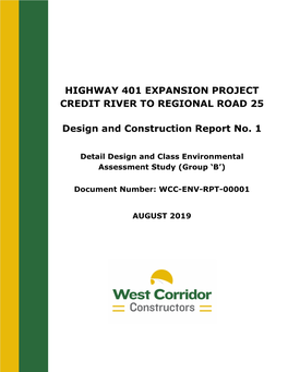 Highway 401 Expansion Project Credit River to Regional Road 25