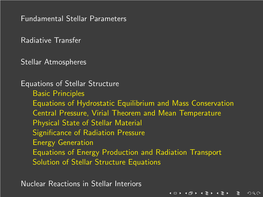 Fundamental Stellar Parameters Radiative Transfer Stellar
