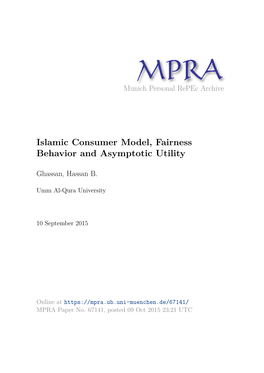 Islamic Consumer Model, Fairness Behavior and Asymptotic Utility