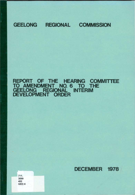 Geelong Regional Commission Report of the Hearing