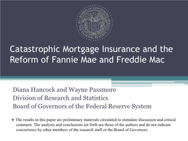 Catastrophic Mortgage Insurance and the Reform of Fannie Mae and Freddie Mac