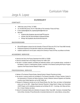 Curriculum Vitae Jorge A. Lopez