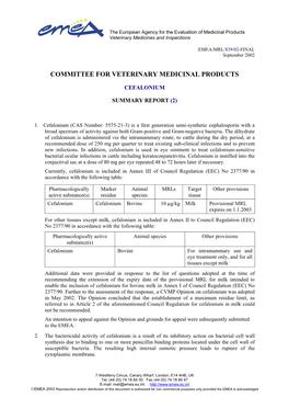 Committee for Veterinary Medicinal Products