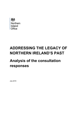 Addressing the Legacy of Northern Ireland's Past: Analysis Of