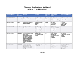 Planning Applications Validated 25/09/2017 to 29/09/2017