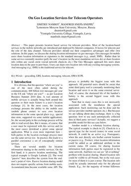 On Geo Location Services for Telecom Operators