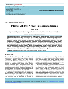 Internal Validity: a Must in Research Designs