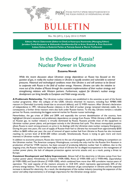 In the Shadow of Russia? Nuclear Power in Ukraine Zuzanna Nowak