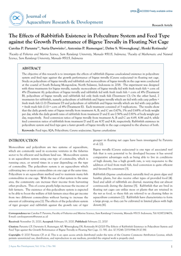 The Effects of Rabbitfish Existence in Polyculture System and Feed Type Against the Growth Performance of Bigeye Trevally in Floating Net Cage Carolus P