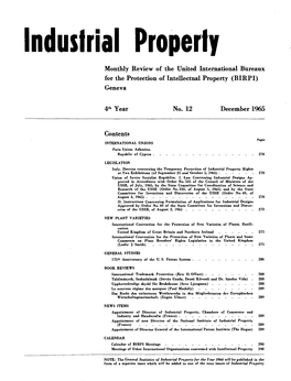 Industrial Property Rights at Two Exhibitions (Of September 25 and October 5, 1965) 270 Union of Soviet Socialist Republics