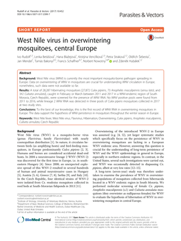 West Nile Virus in Overwintering Mosquitoes, Central Europe