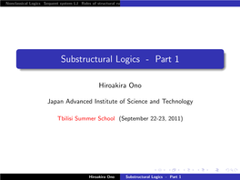 Substructural Logics