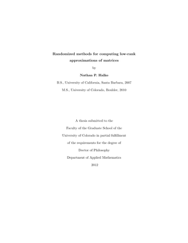 Randomized Methods for Computing Low-Rank Approximations of Matrices