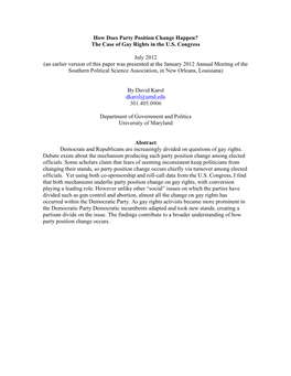 How Does Party Position Change Happen? the Case of Gay Rights in the U.S