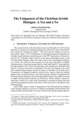 The Uniqueness of the Christian-Jewish Dialogue: a Yes and a No