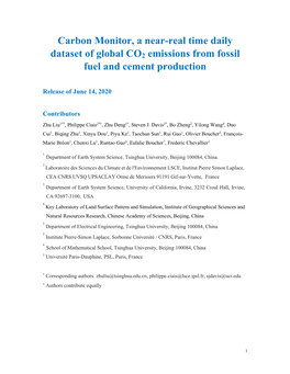 Carbon Monitor, a Near-Real Time Daily Dataset of Global CO2 Emissions from Fossil Fuel and Cement Production