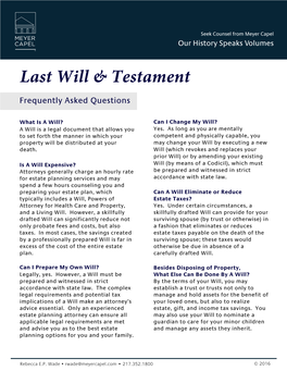 Last Will & Testament Faqs