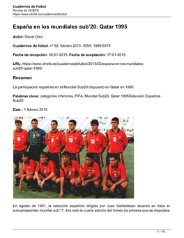 España En Los Mundiales Sub'20: Qatar 1995