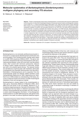 Multigene Phylogeny and Secondary ITS Structure