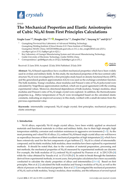 The Mechanical Properties and Elastic Anisotropies of Cubic Ni3al from First Principles Calculations