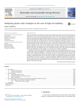 Analyzing Passive Solar Strategies in the Case of High-Rise Building