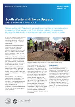 South Western Highway Upgrade VASSE HIGHWAY to WALPOLE