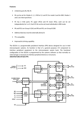Features: • 3 8-Bit IO Ports PA, PB, PC • PA Can Be Set for Modes 0, 1, 2
