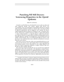 Punishing Pill Mill Doctors: Sentencing Disparities in the Opioid Epidemic