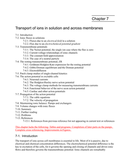 Chapter 7 Transport of Ions in Solution and Across Membranes