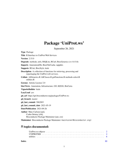 Uniprot.Ws: R Interface to Uniprot Web Services