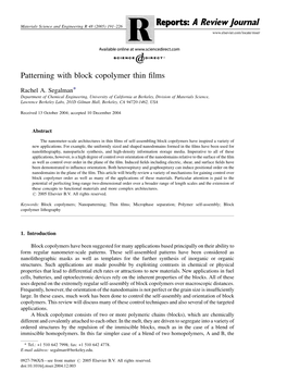 Patterning with Block Copolymer Thin Films