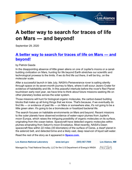 A Better Way to Search for Traces of Life on Mars — and Beyond!