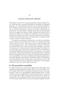 LINEAR RESPONSE THEORY 3.1 the Generalized Susceptibility