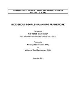 Indigenous Peoples Planning Framework